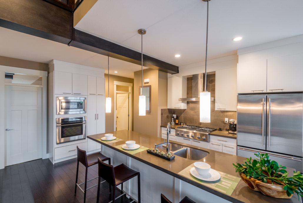 Modern, bright, clean, kitchen interior with stainless steel app Mokena, IL Property Inspections